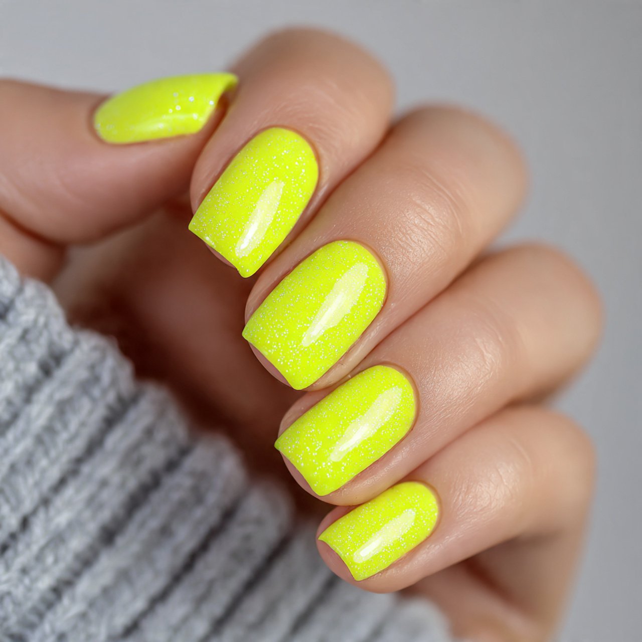 neon yellow short nails