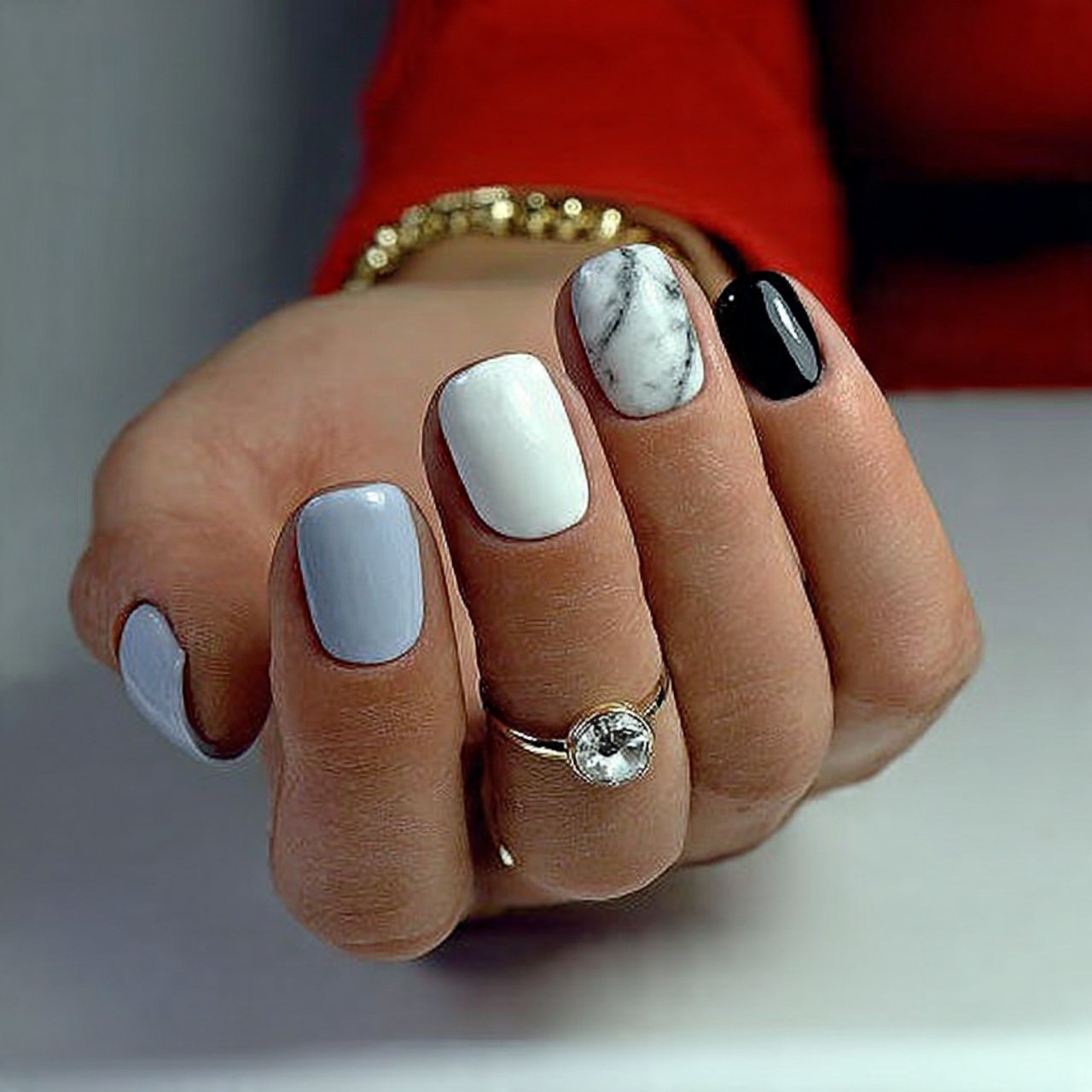 neutral marble accent 12 nails only attractive nai