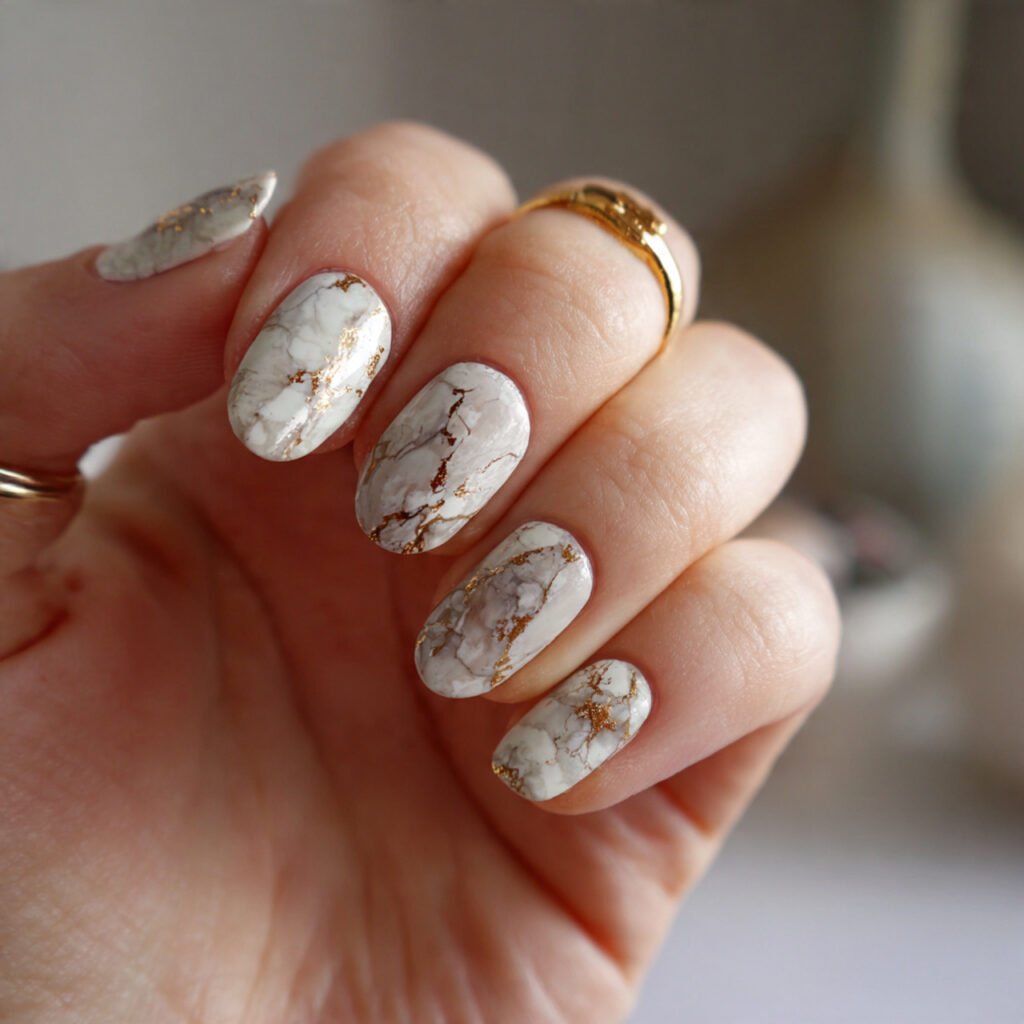 neutral marble accent one or two nails only attrac 1