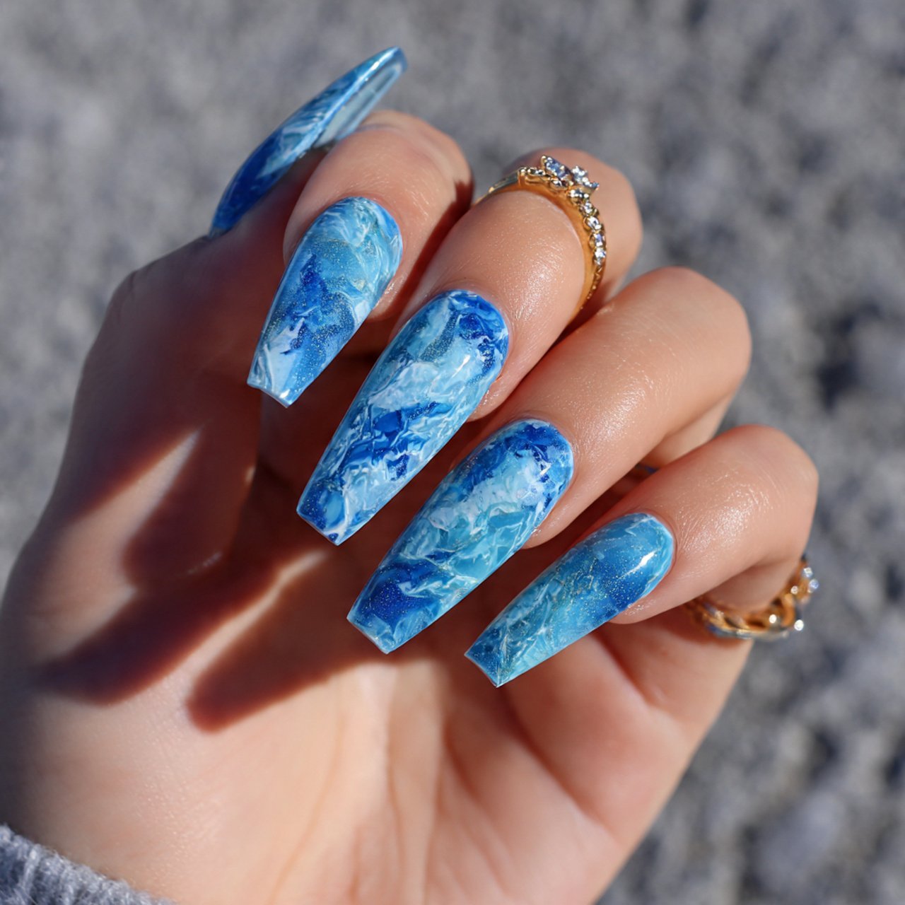 ocean blue glazed florida nails