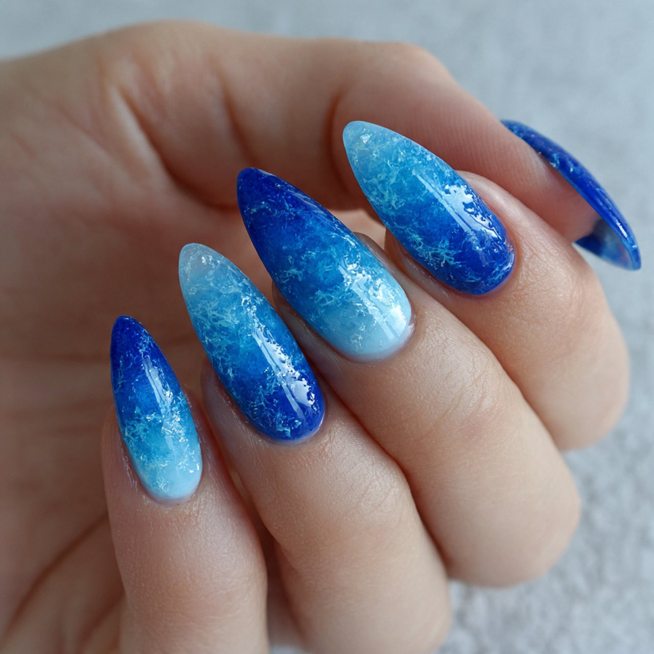 ocean ombr blue nails