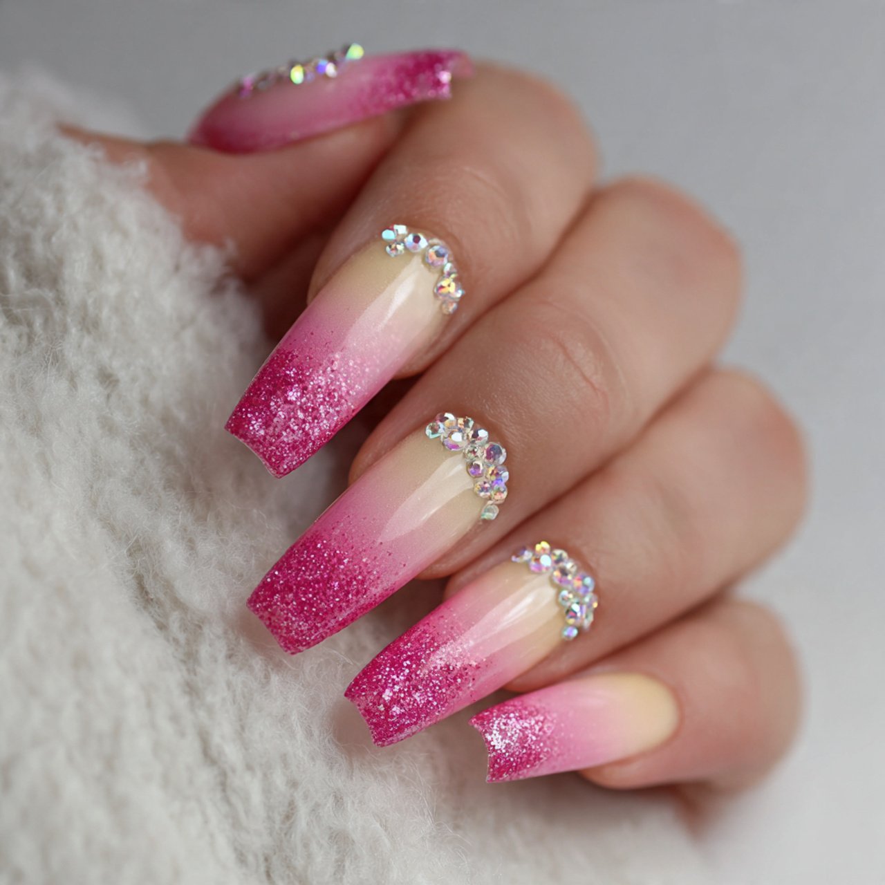 ombre bling nails