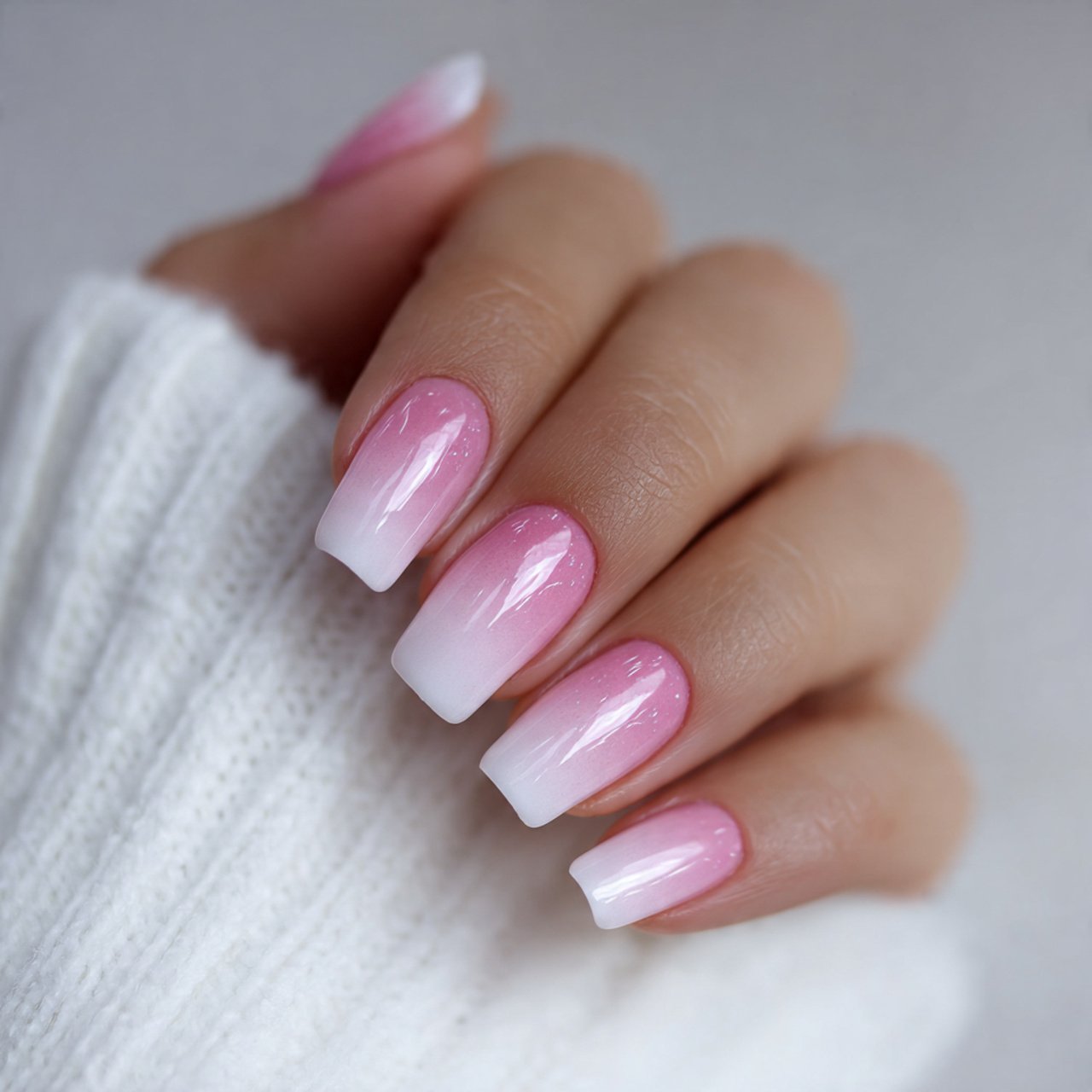 ombre pink to white prom nails
