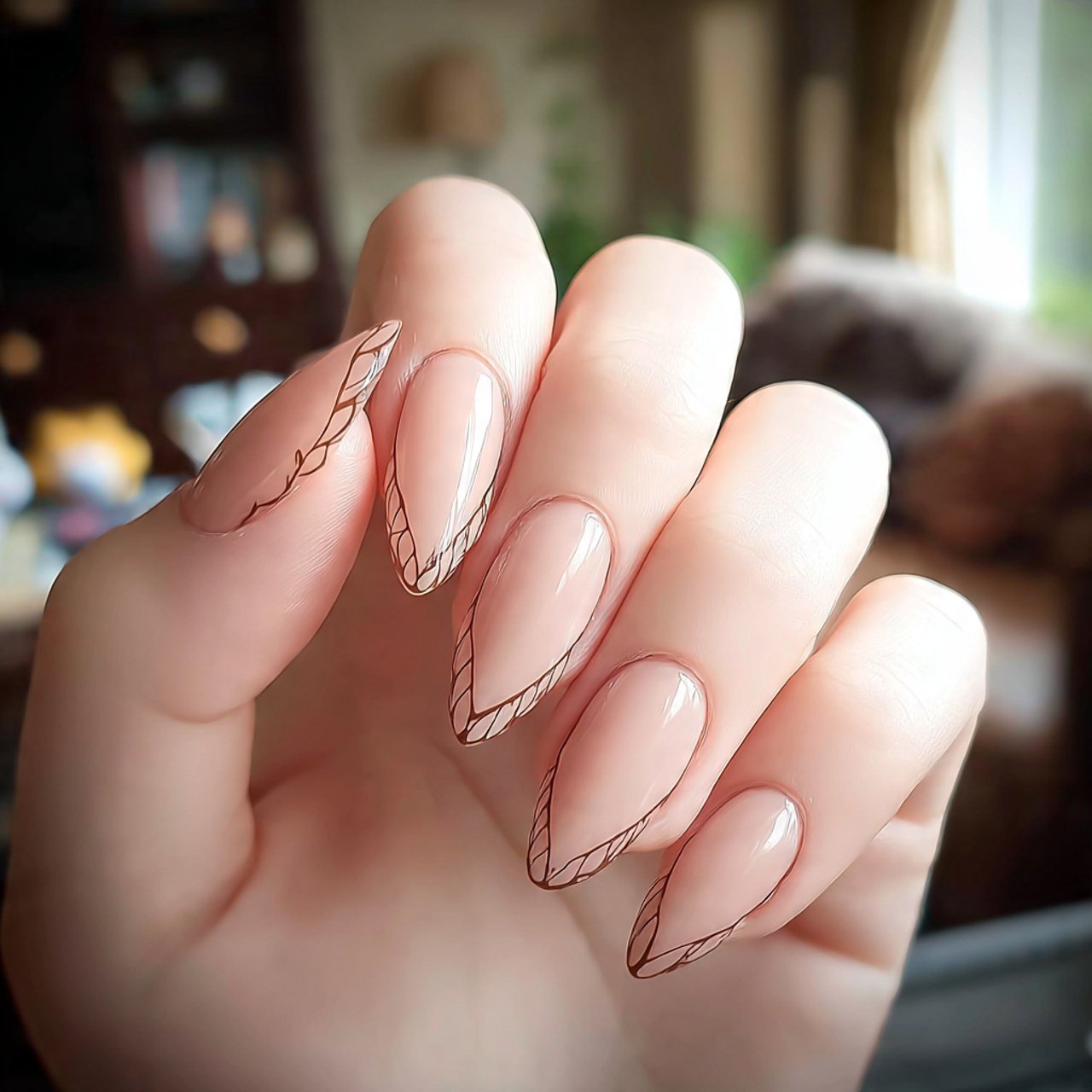pale pink with negative space nature look nails