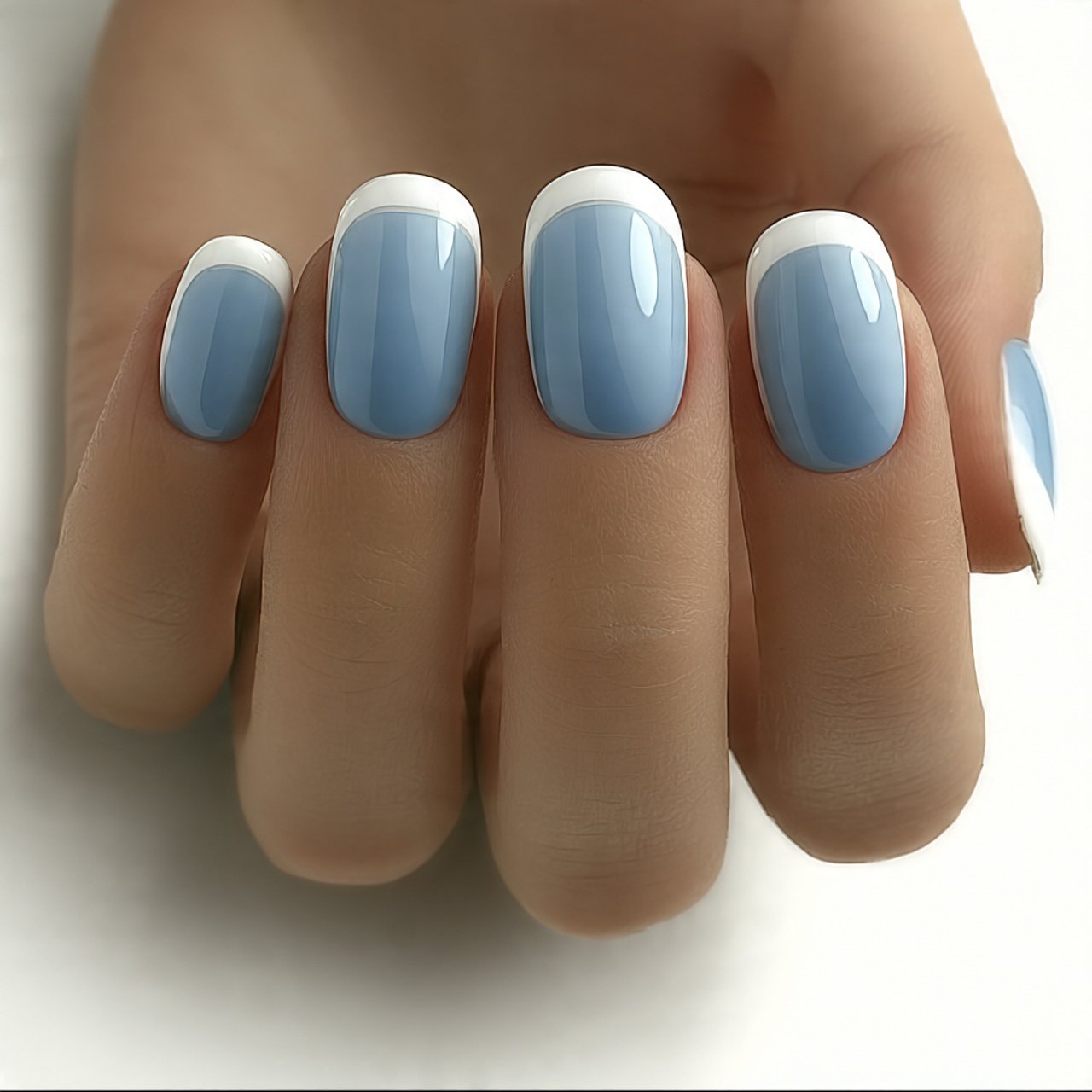 pastel blue and white french tips beautiful nails