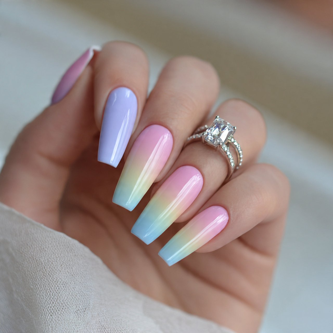 pastel ombre coffin nails slaying nails