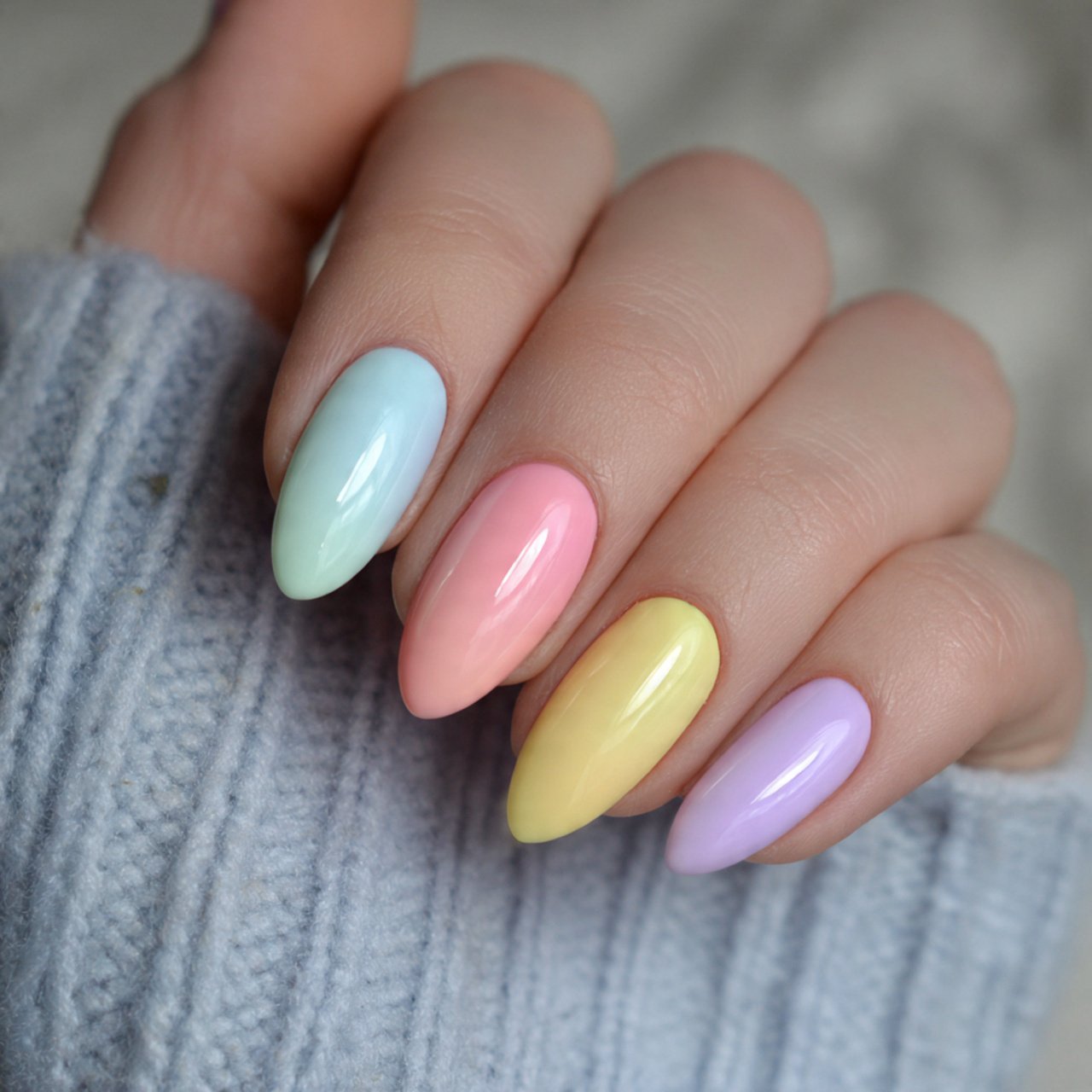 pastel skittle gloss supper nails