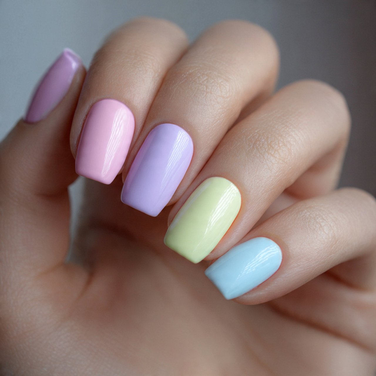 Nails Inspiration Square: 15 Chic, Salon-Approved Designs for a Clean and Stylish Look 12 pastel square skittle nails beautiful nails
