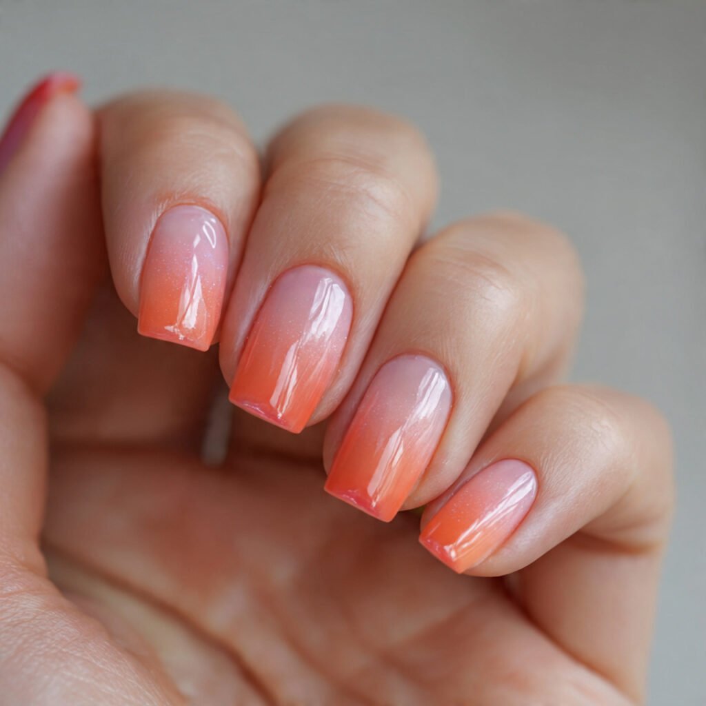 peach sorbet ombre nails 1