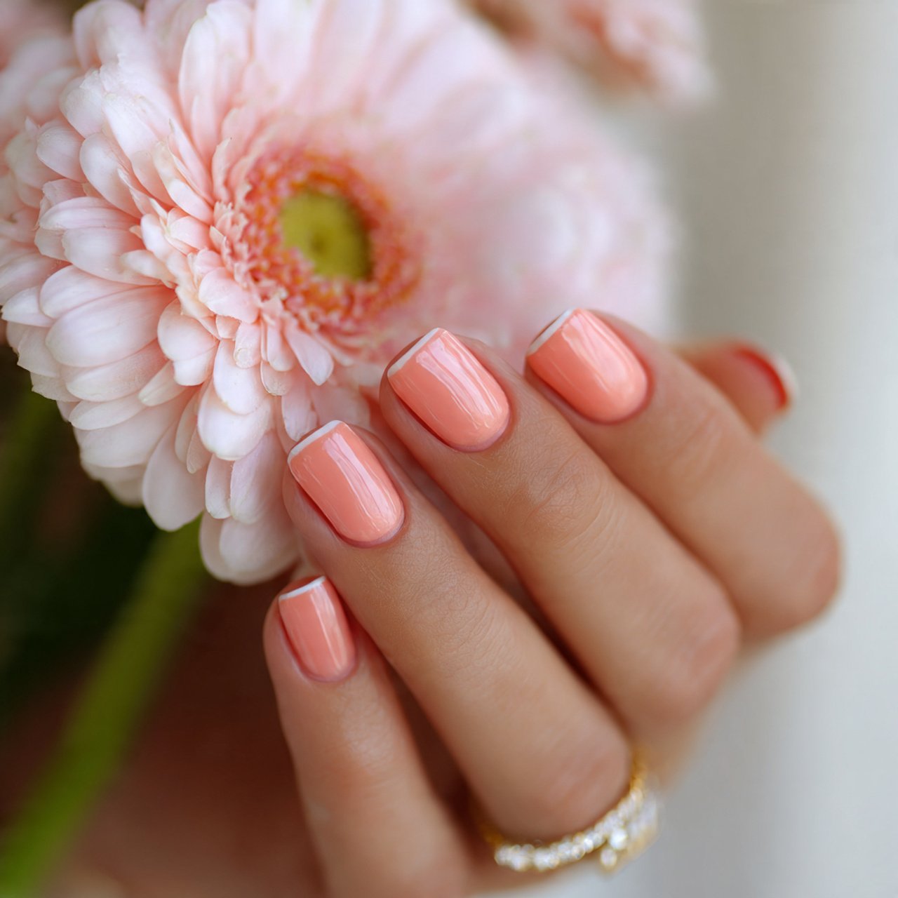peachy pink summer nails