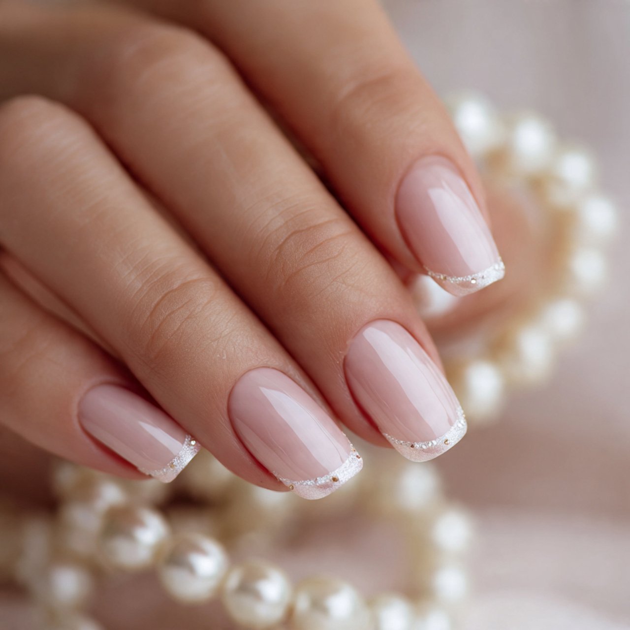 pearl edged bridal french attractive nails