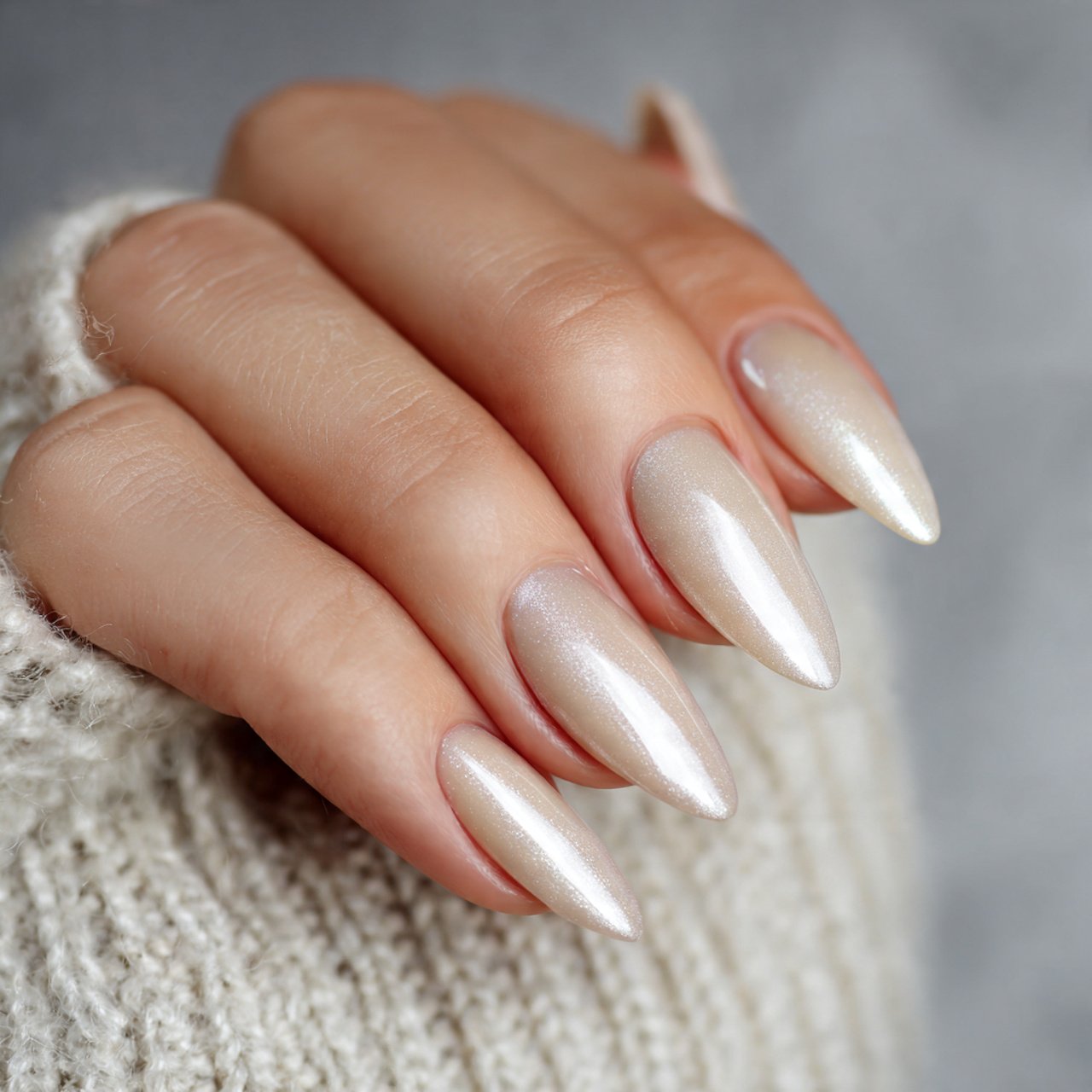 pearl glaze neutral almond attractive nails