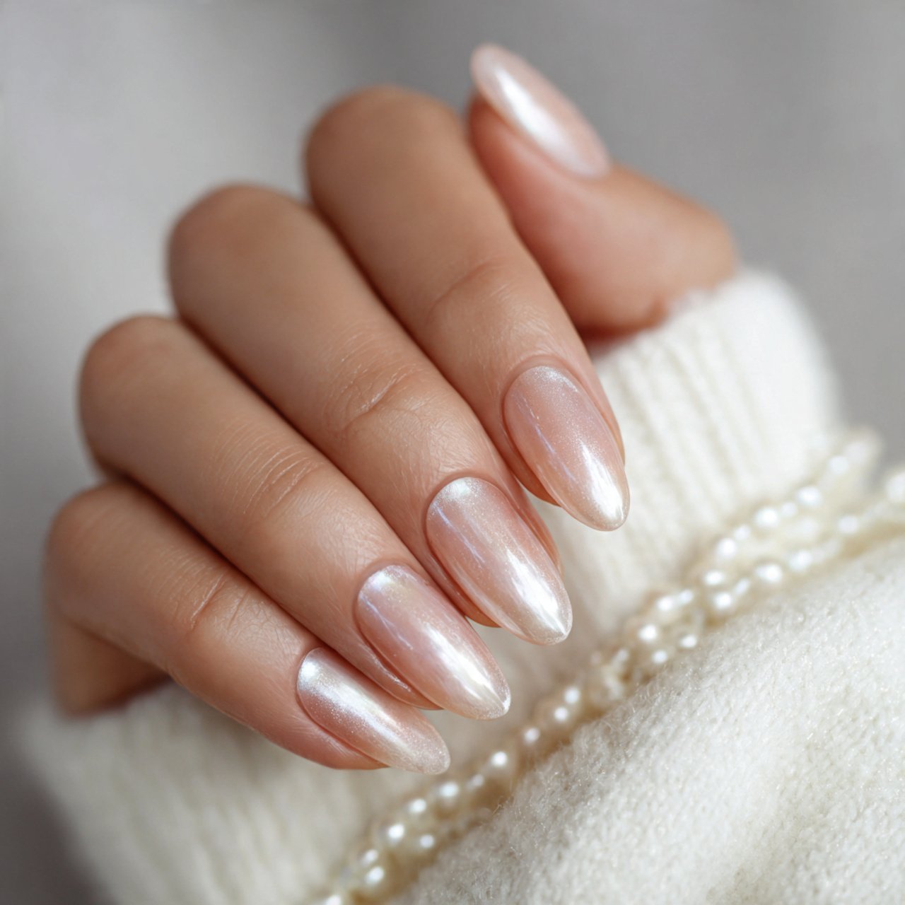 pearl glaze over sheer natural look nails
