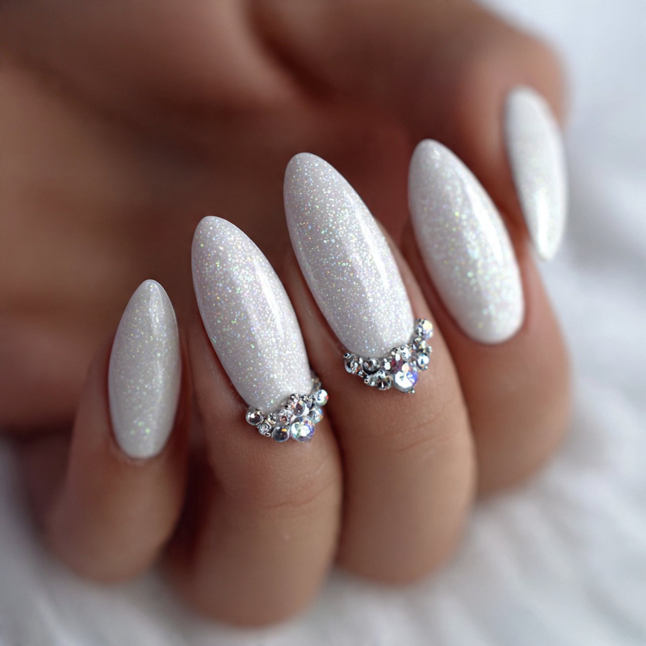 pearl white almond nails attractive nails