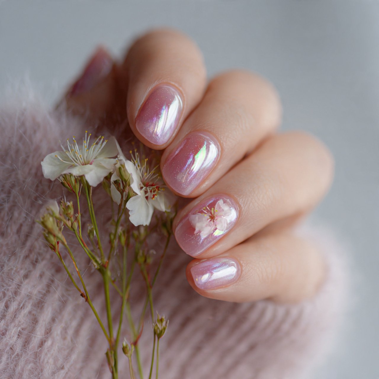 pearly glazed nails nature look nails