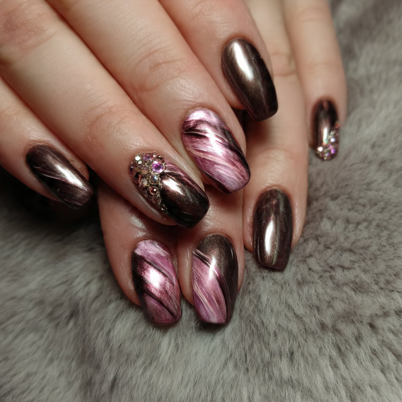 pink and brown aura nails awesome nails