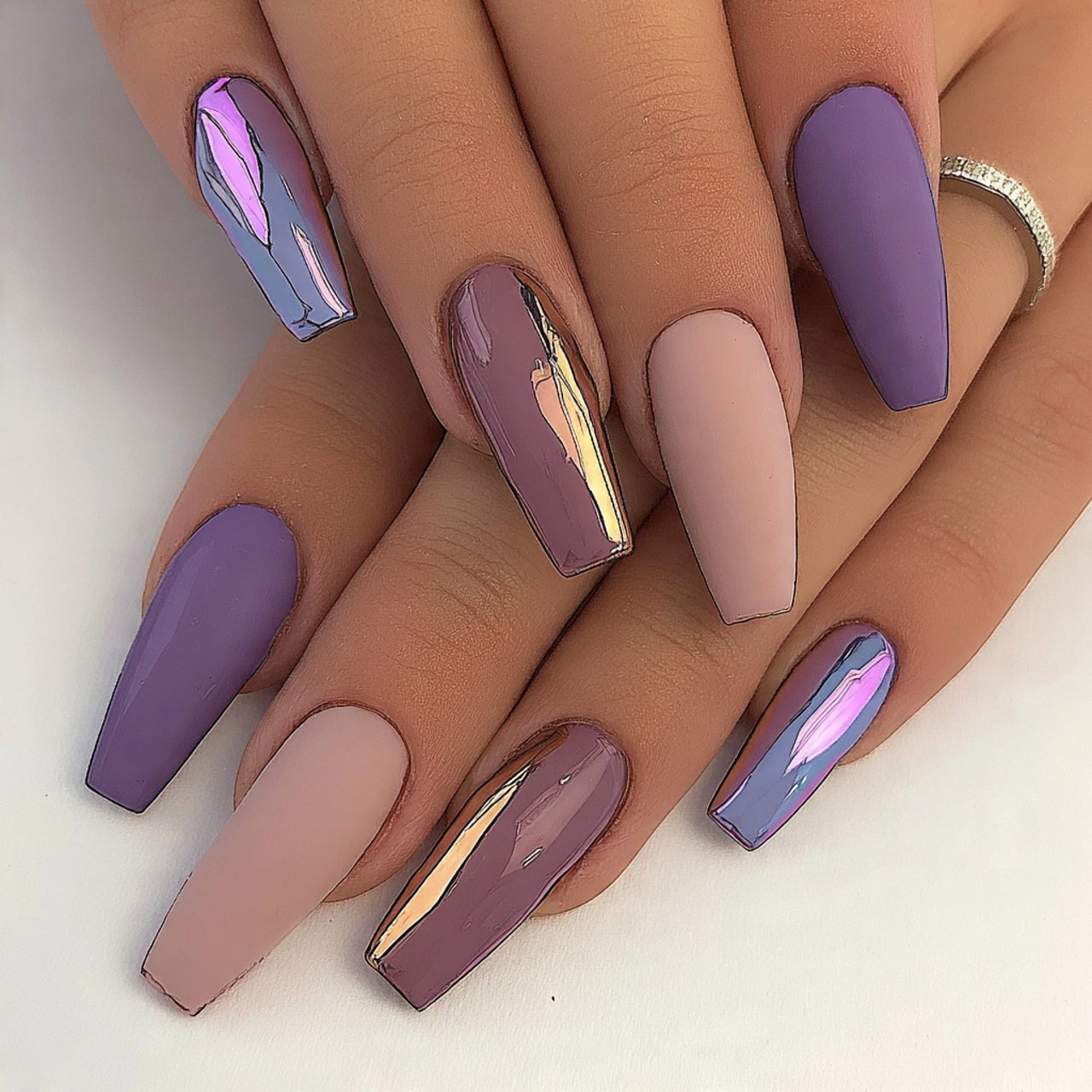 pink and brown chrome glazed nails decent look nai