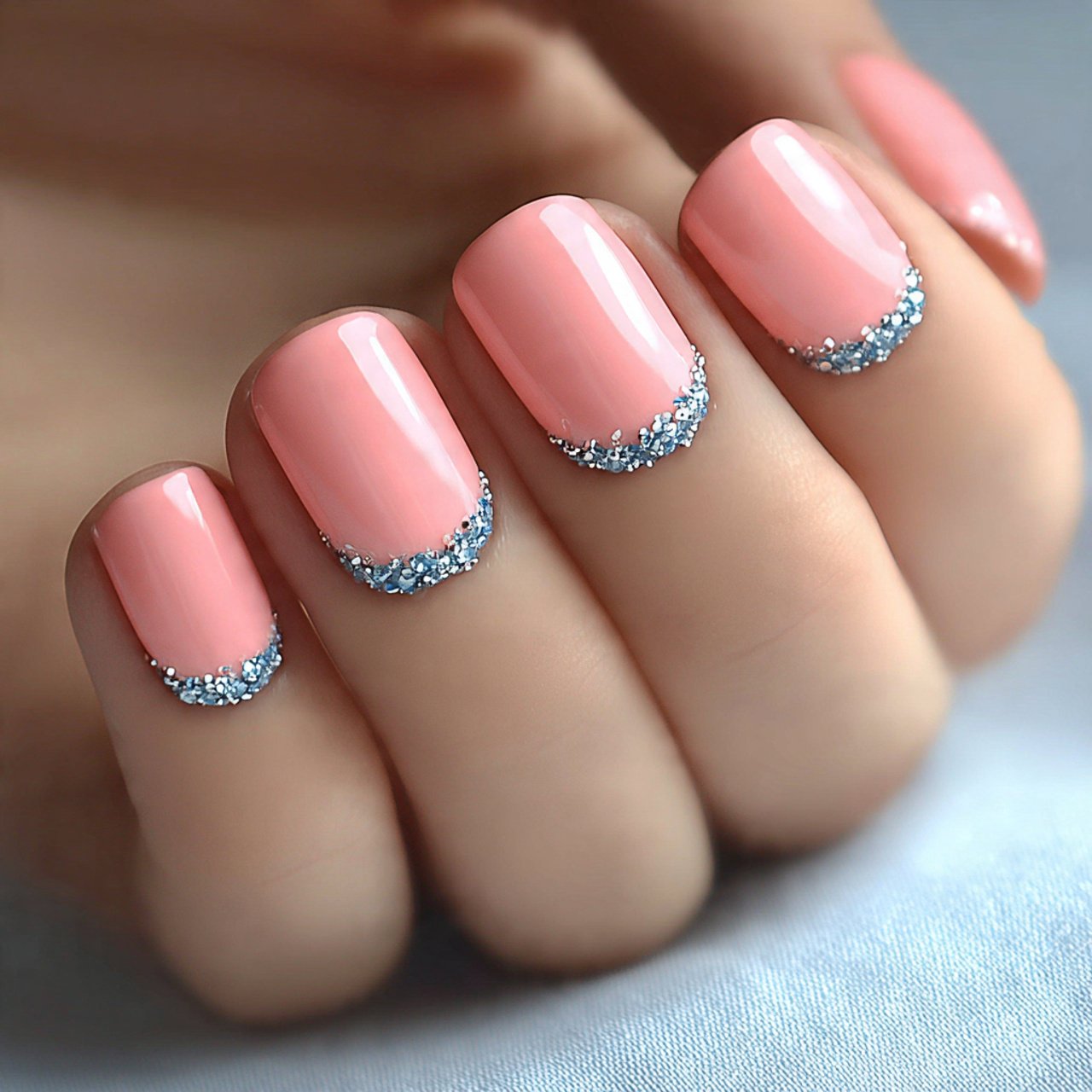 pink and silver glitter attractive nails