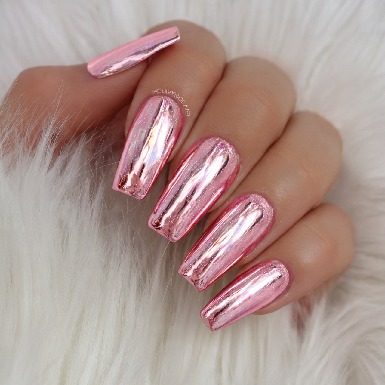 pink chrome coffin nails decent looks nails