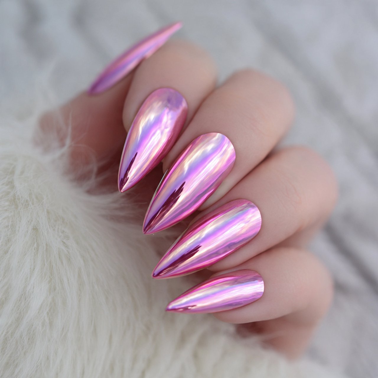 pink chrome glazed nails