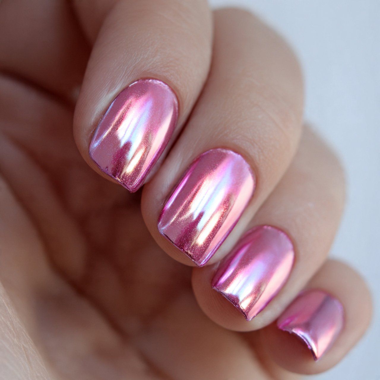 pink chrome summer nails
