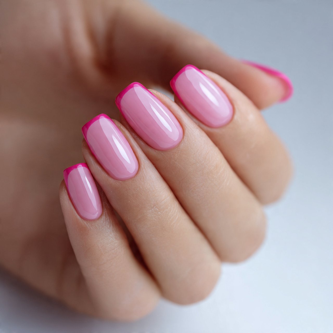 pink french tip summer nails