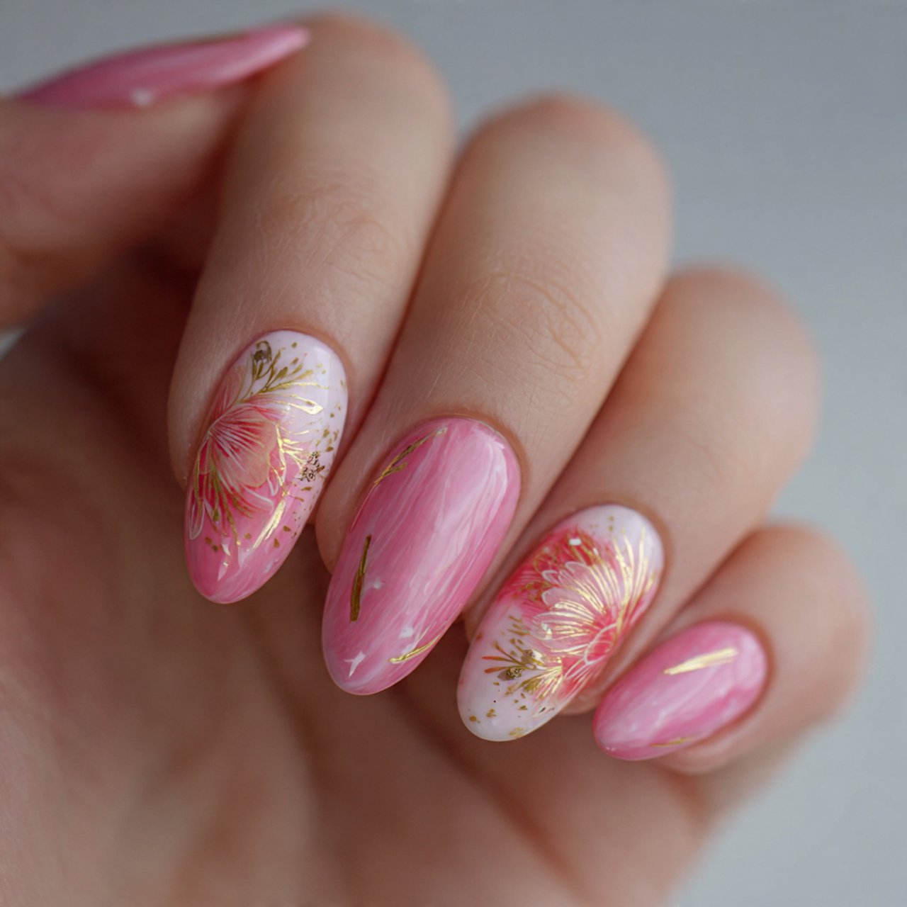 pink glazed summer nails