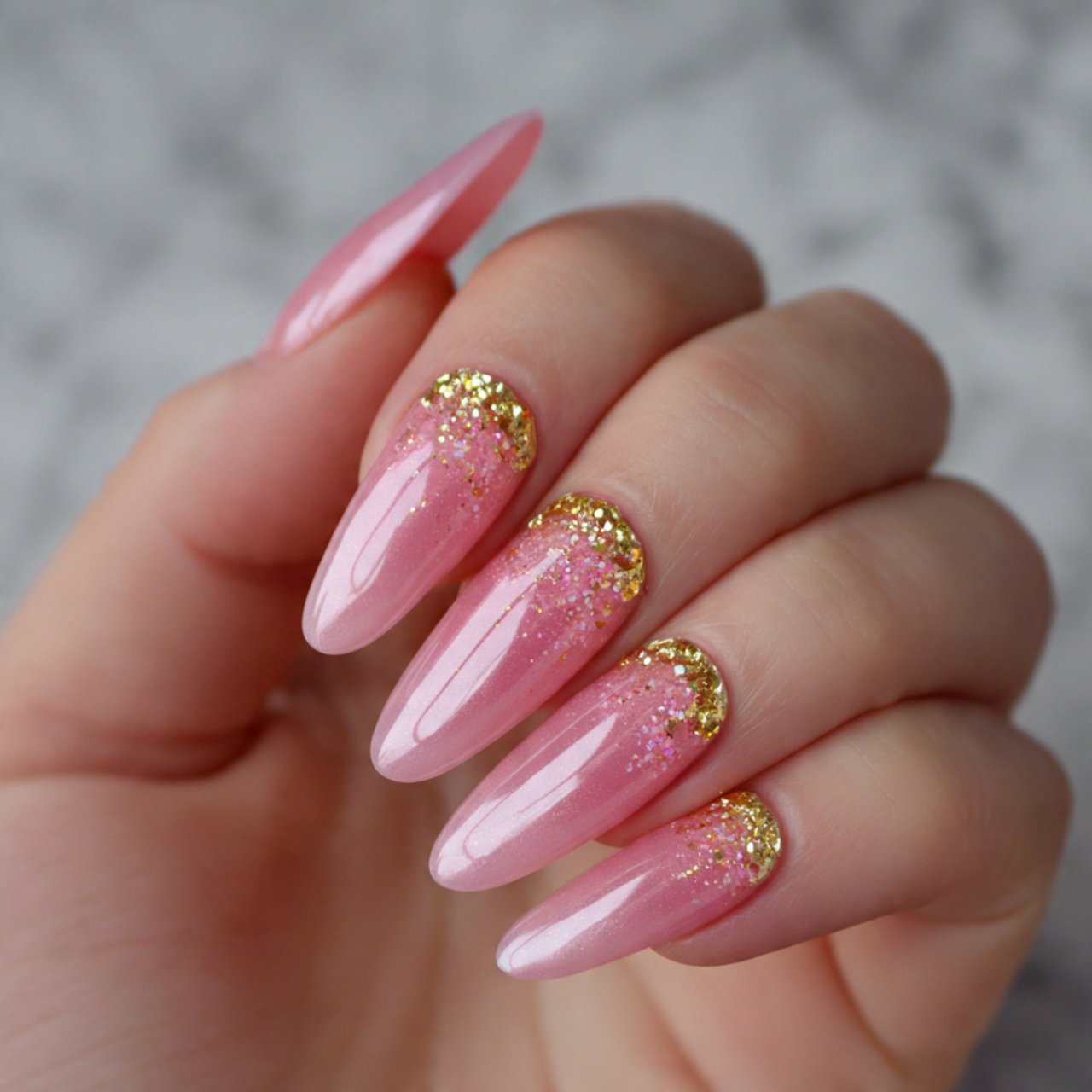 pink jelly nails elegant nails 1