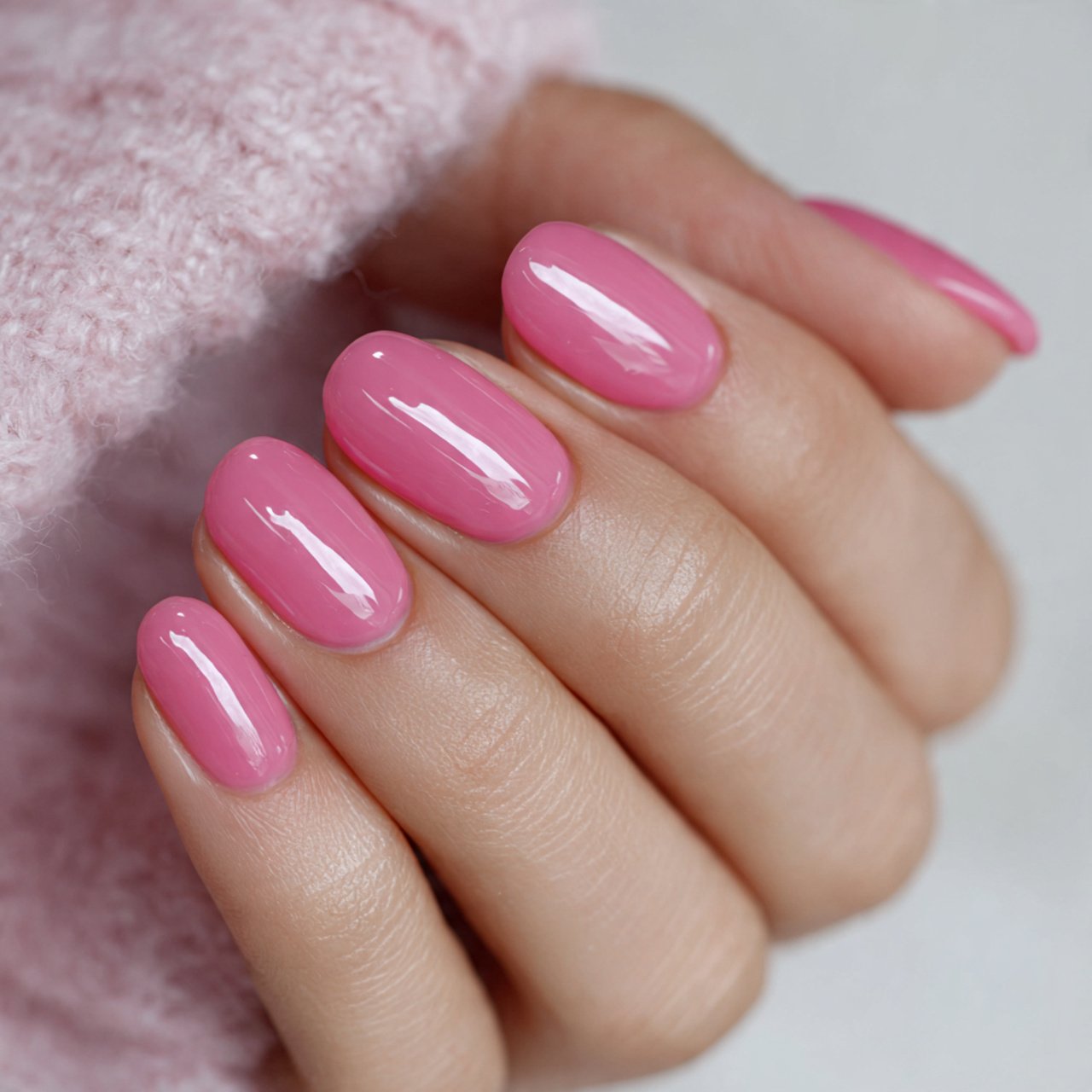 pink jelly short nails