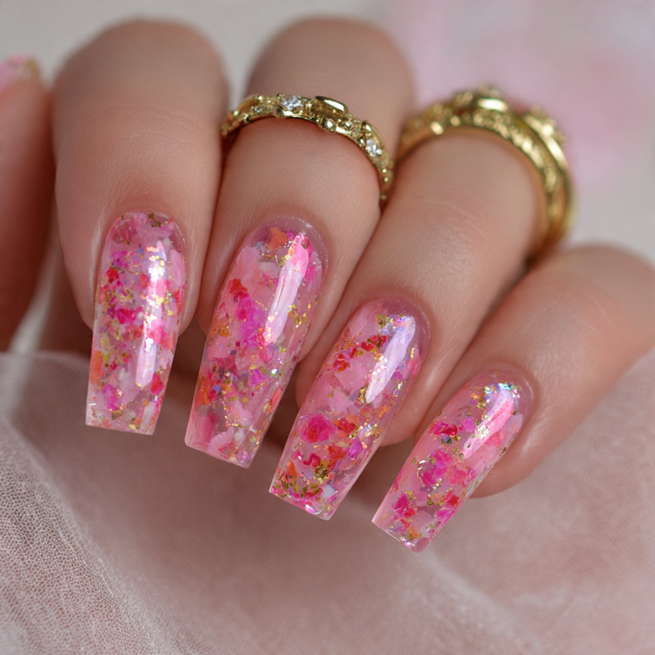 pink jelly summer nails