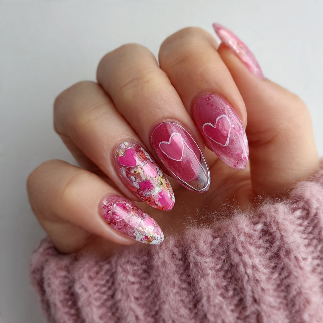 pink jelly valentines nails