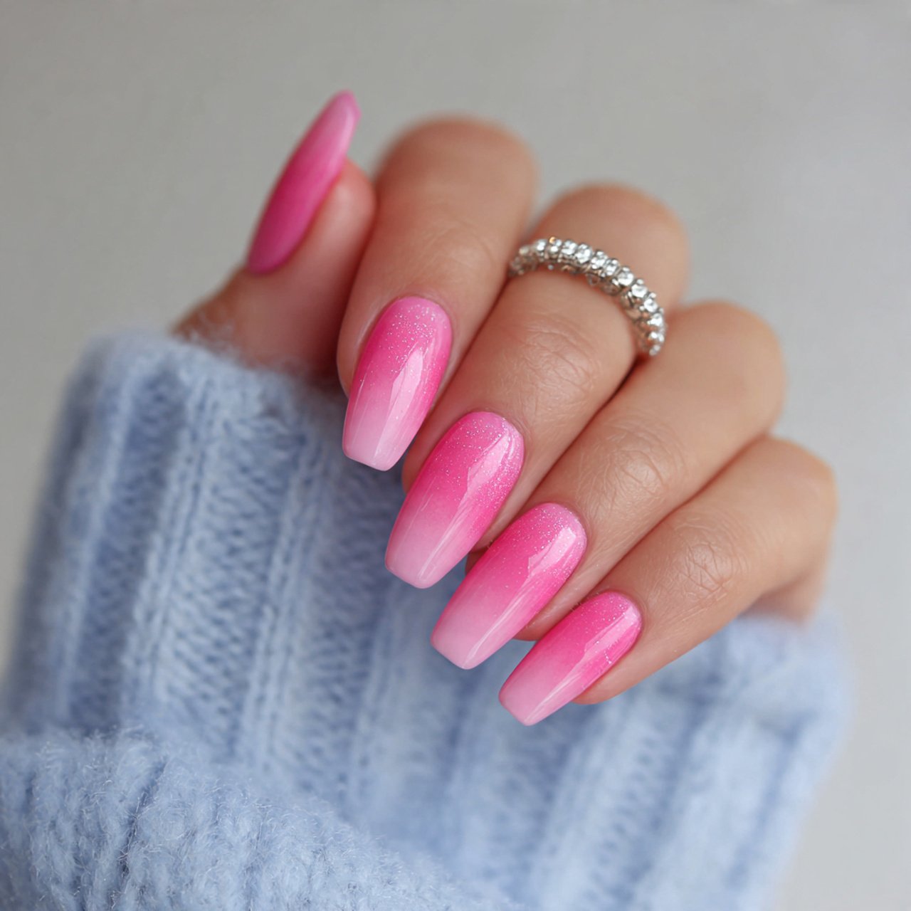 pink ombr fade nails
