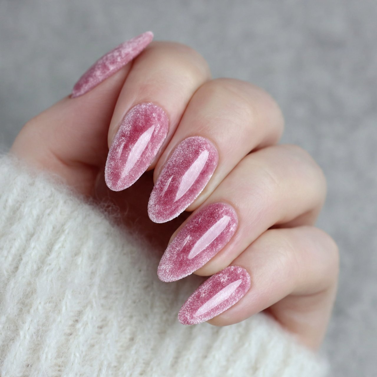 pink velvet nails