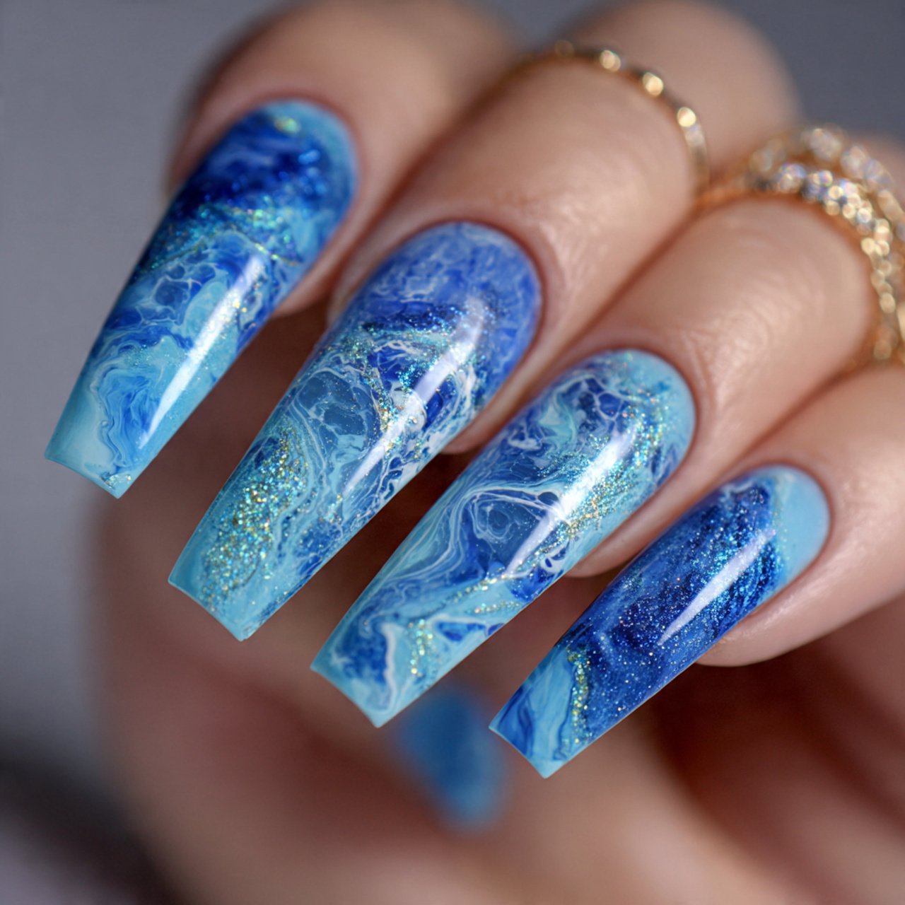 pool water blue nails with jelly finish nails 1