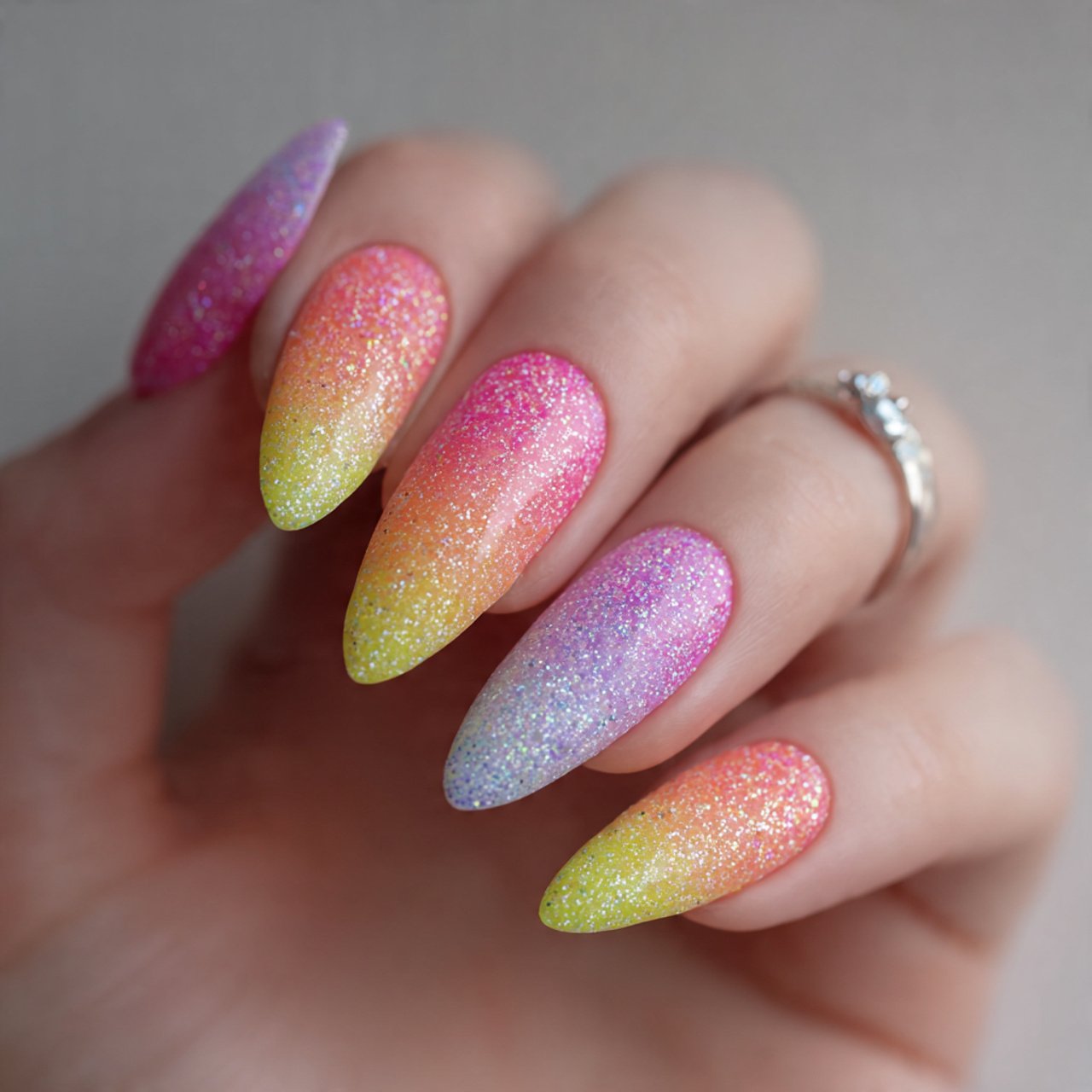 popsicle glitter fade nails