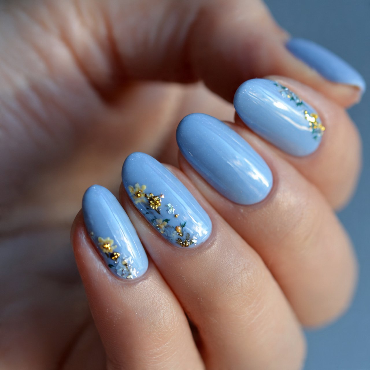 powder blue minimal polish creative nails