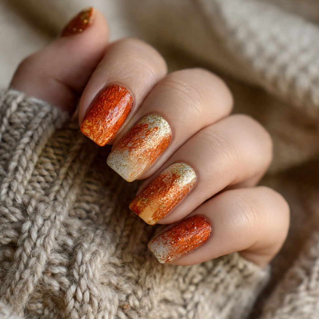 pumpkin spice skittle nails 1