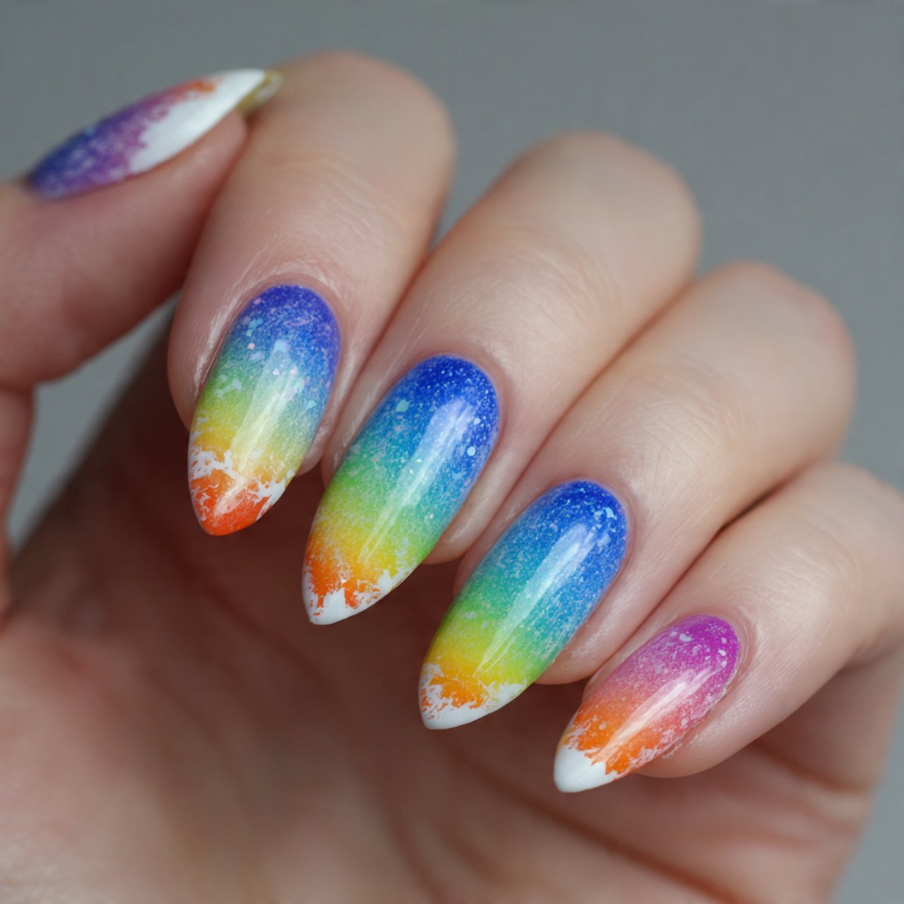 rainbow tip festival nails