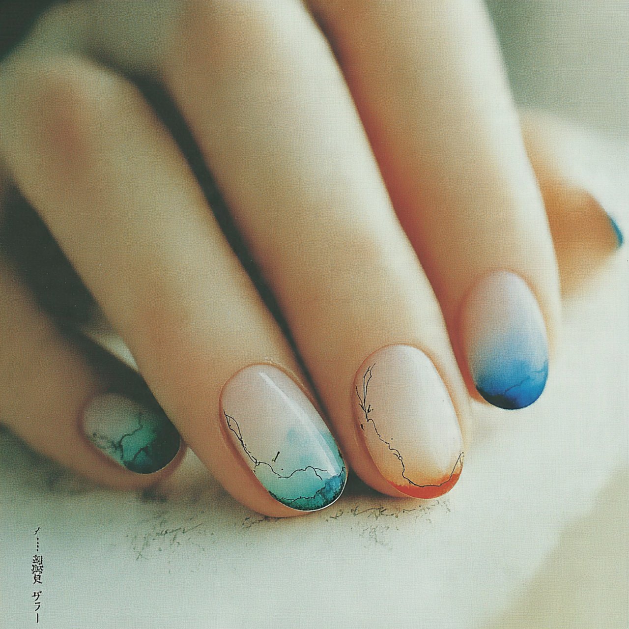 rainbow tips natural nails