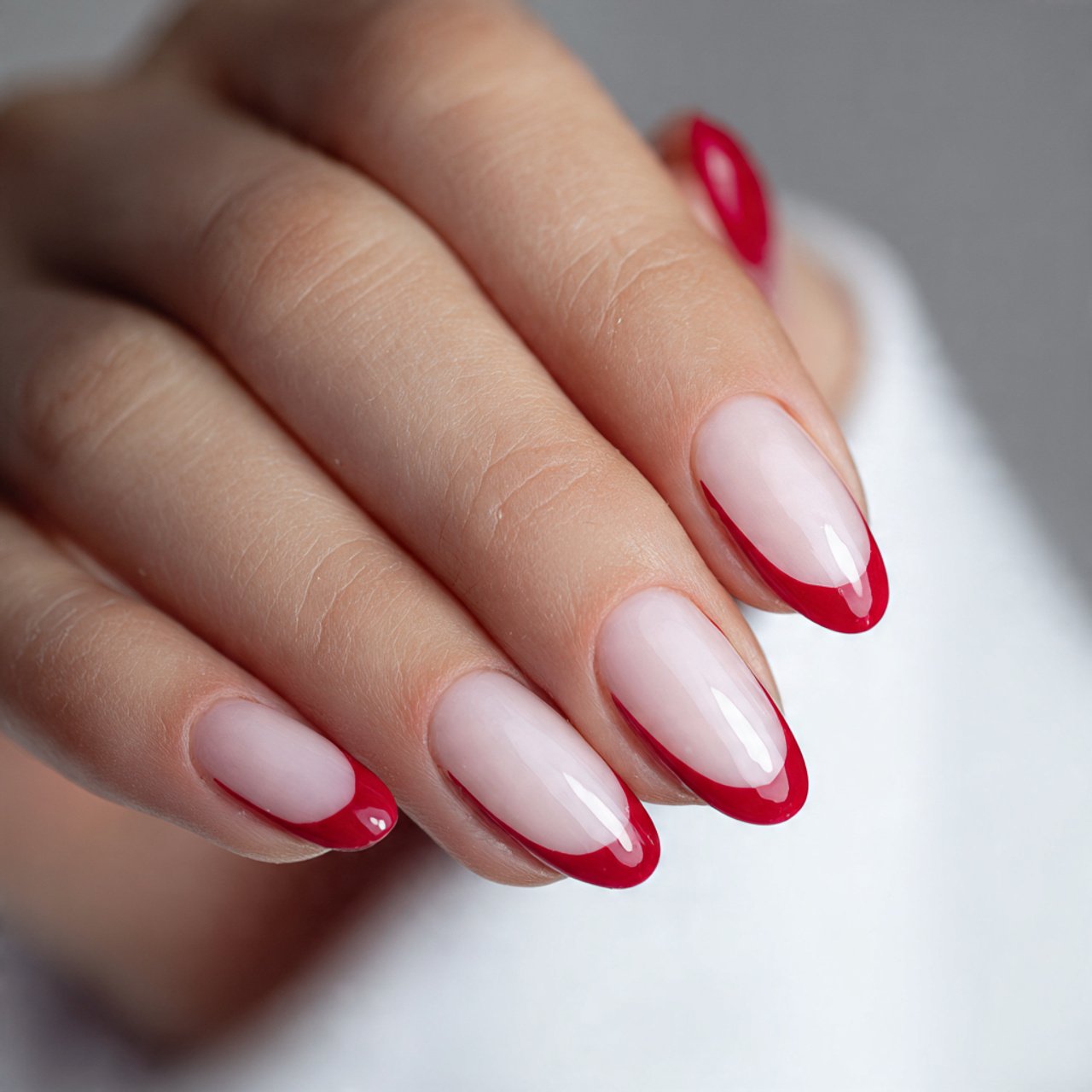 red and side french nails