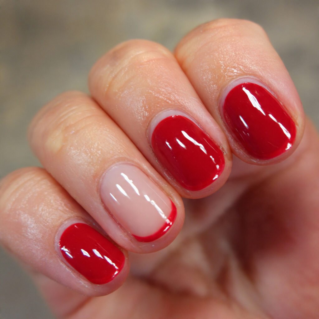 red french tip nails on a base gorgeous nails