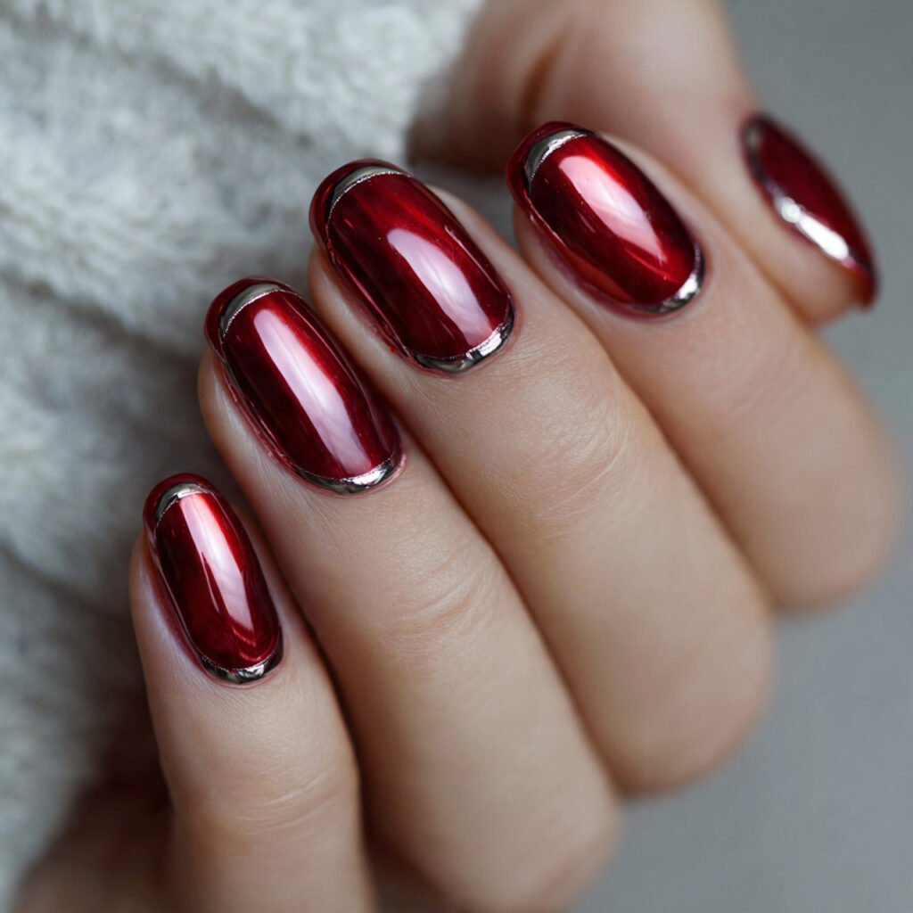 red metallic french nails gorgeous nails