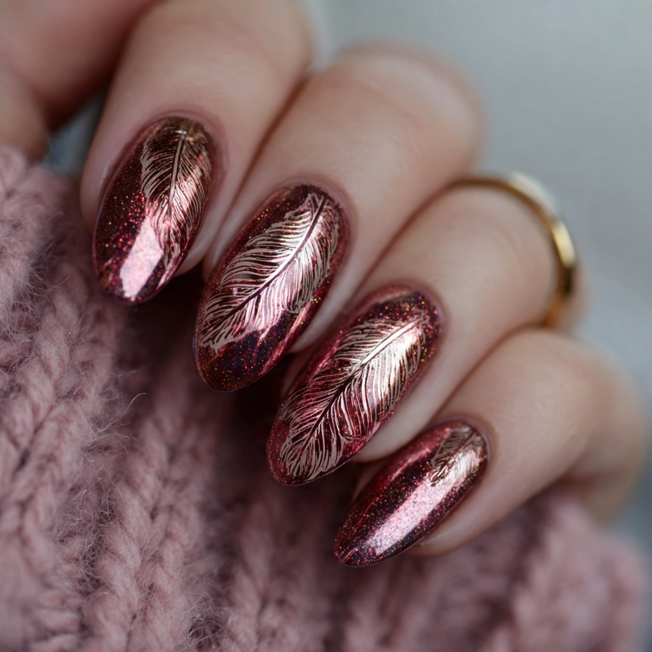 rose chrome glaze nature look nails