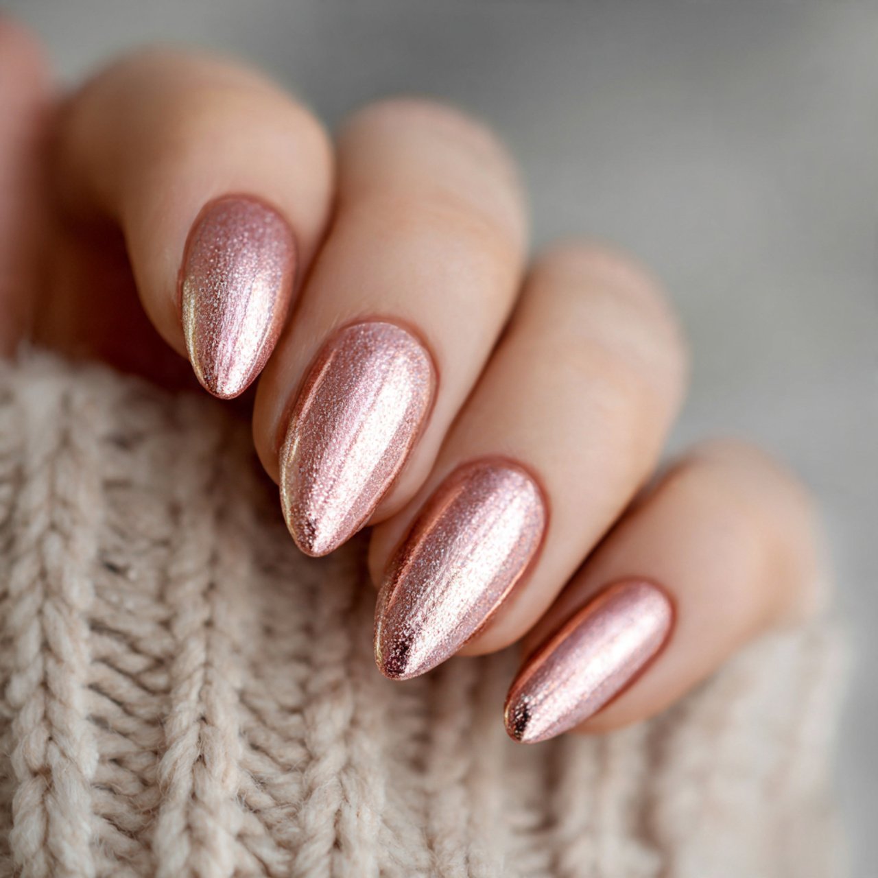 rose gold shimmer almond nails attractive nails
