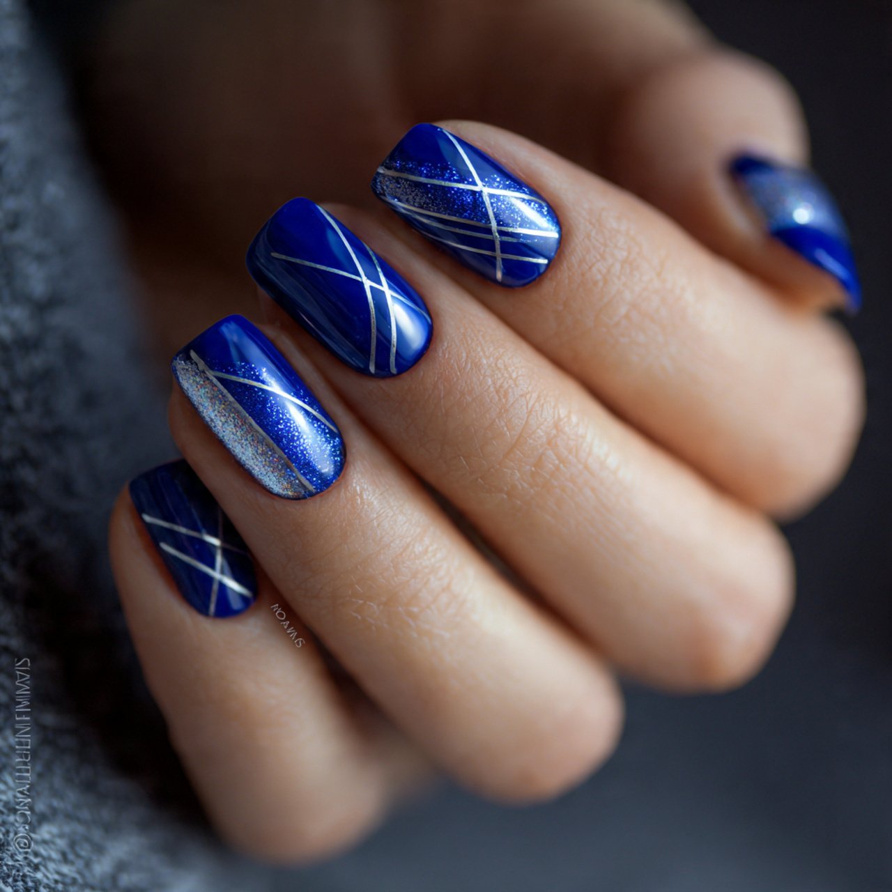 royal blue negative space lines minimal art stunni