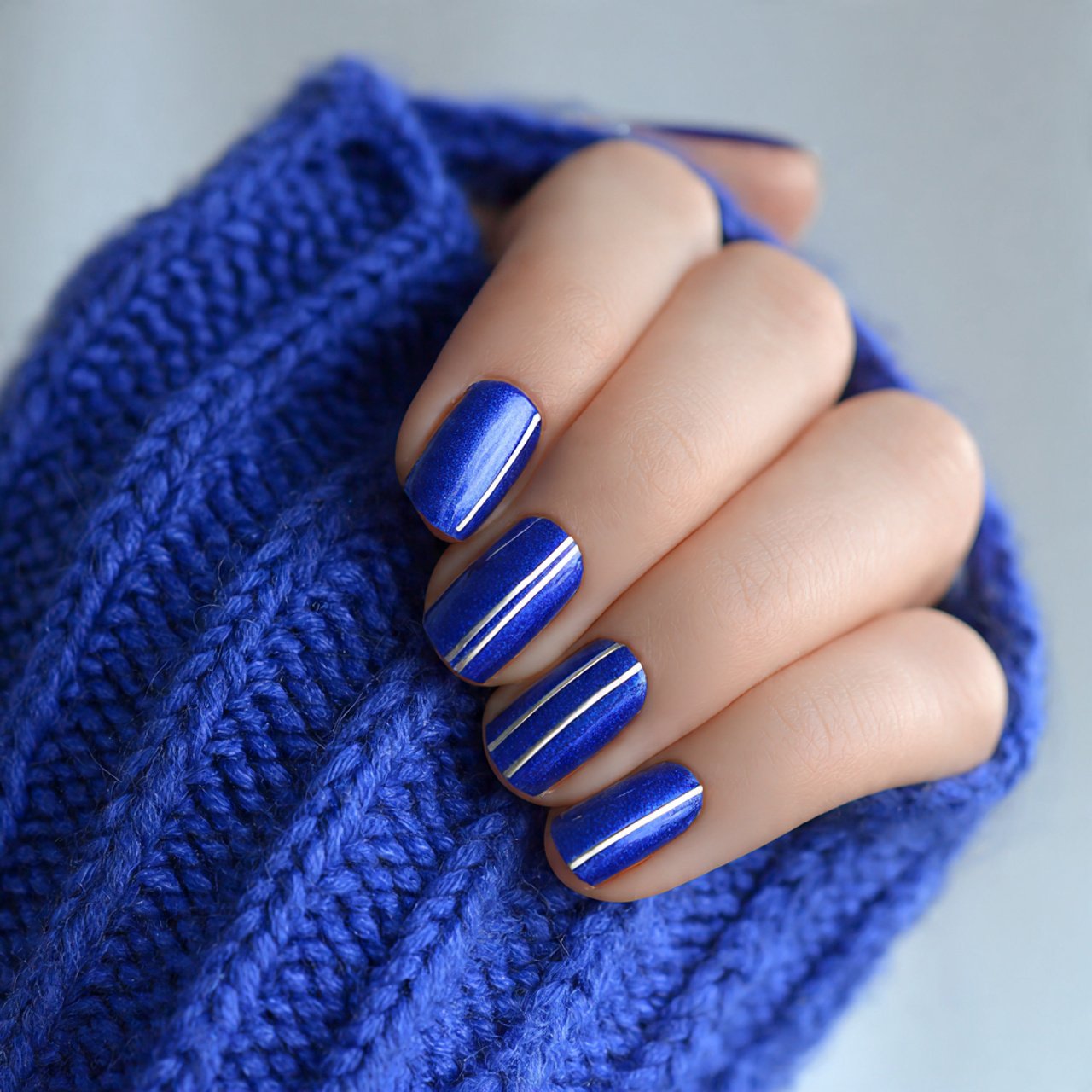 royal blue with silver micro lines minimal jewelry