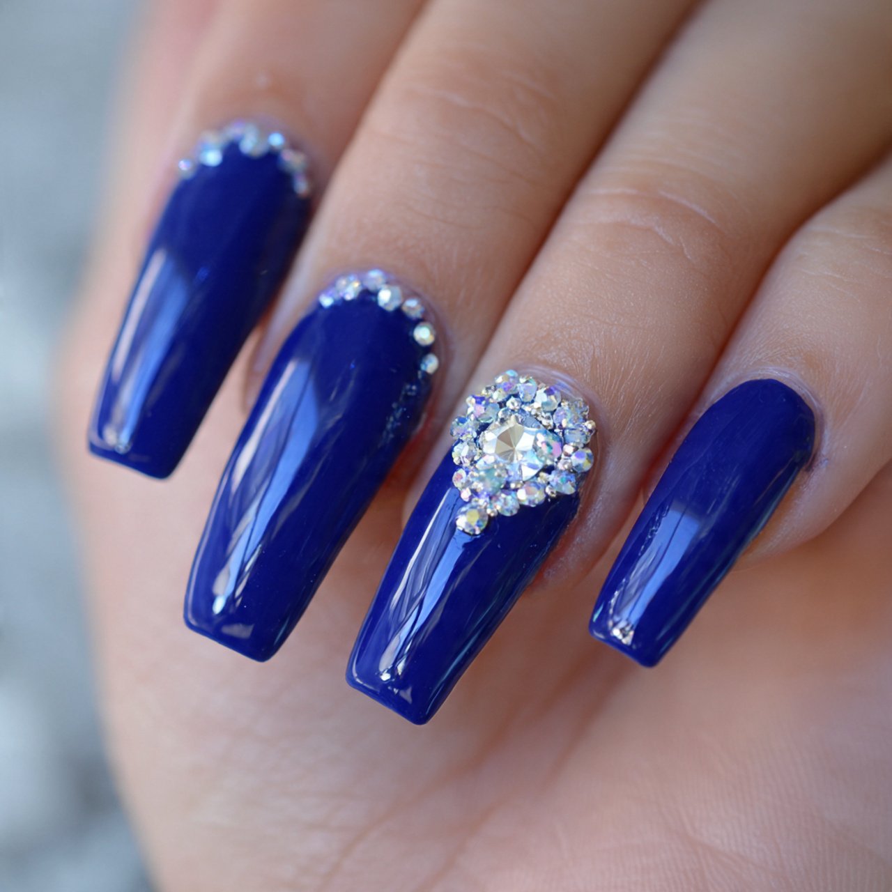royal blue with tiny crystal accent one stone only