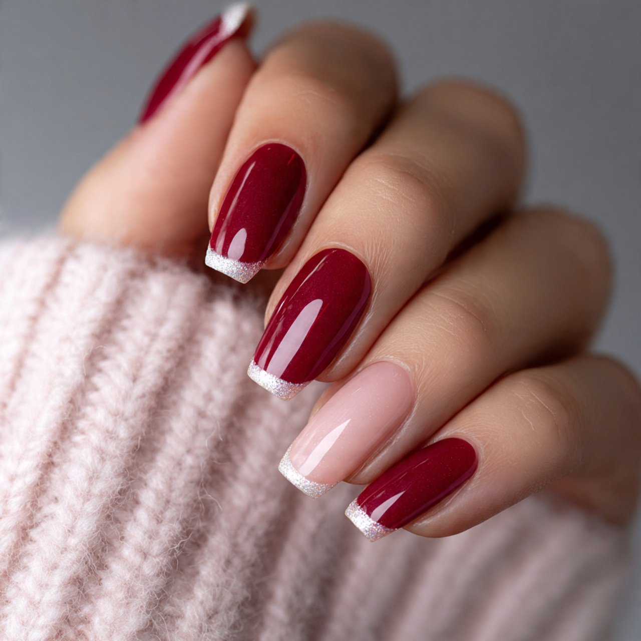 ruby french tips nails