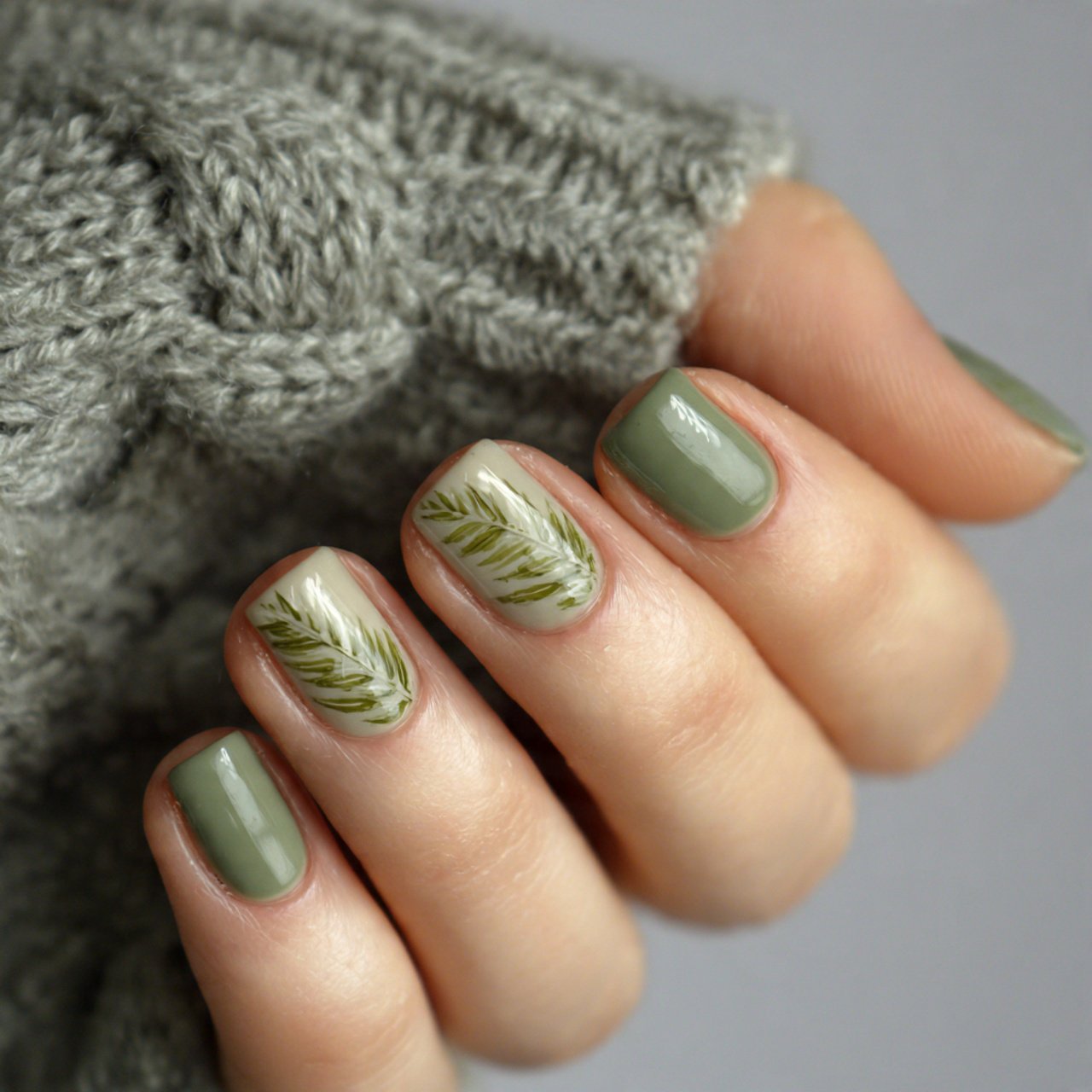 sage green short nail designs tiny nails