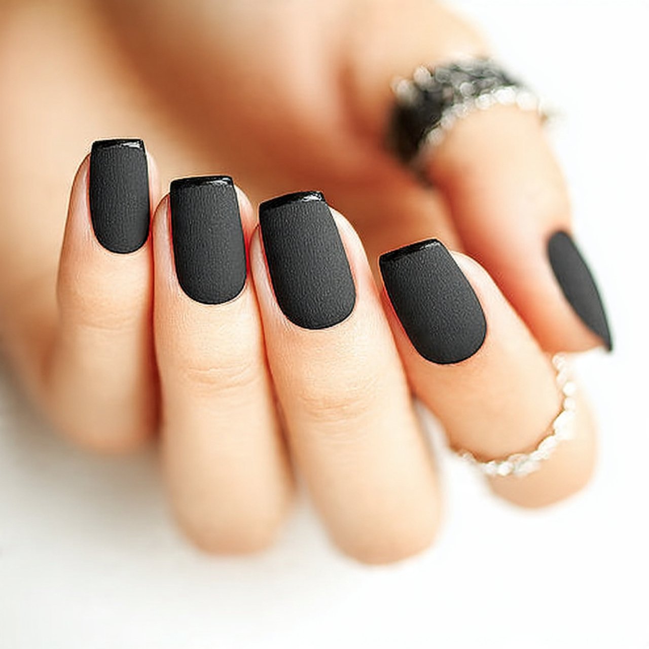 satin matte with glossy tips attractive nails
